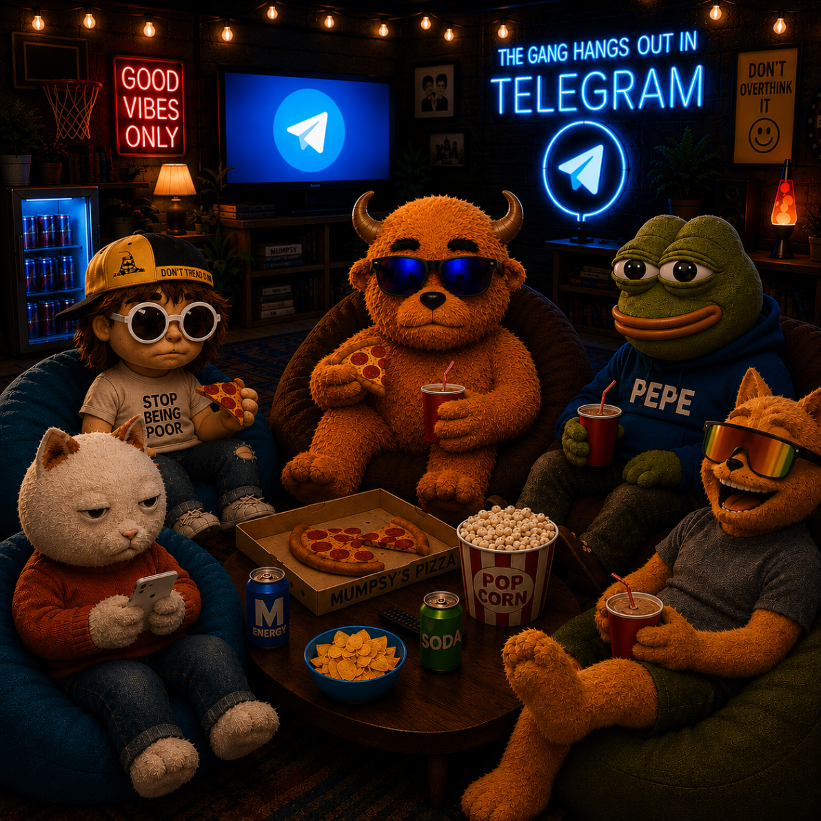The gang hangs out in Telegram