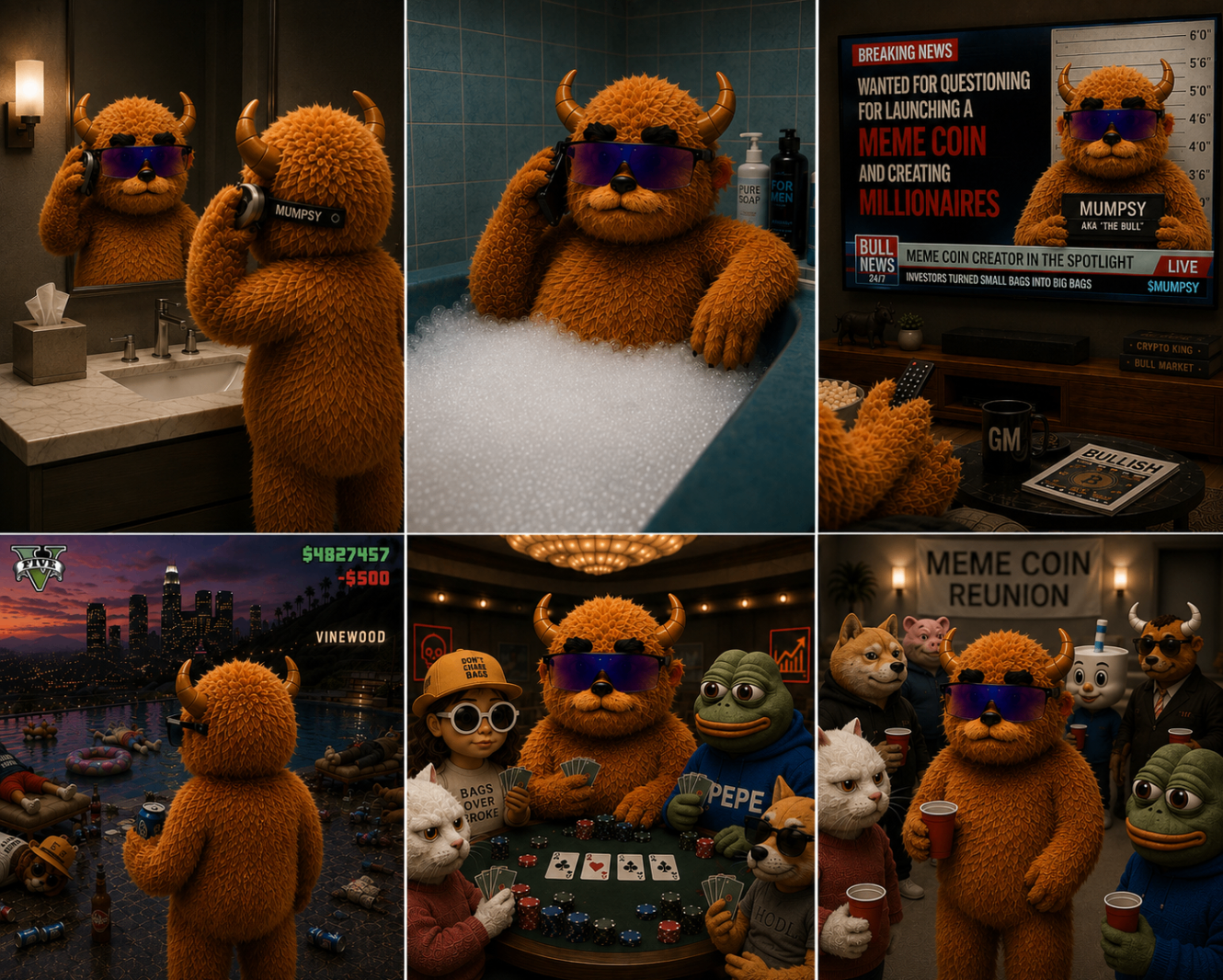 Mumpsy meme coin reunion collage