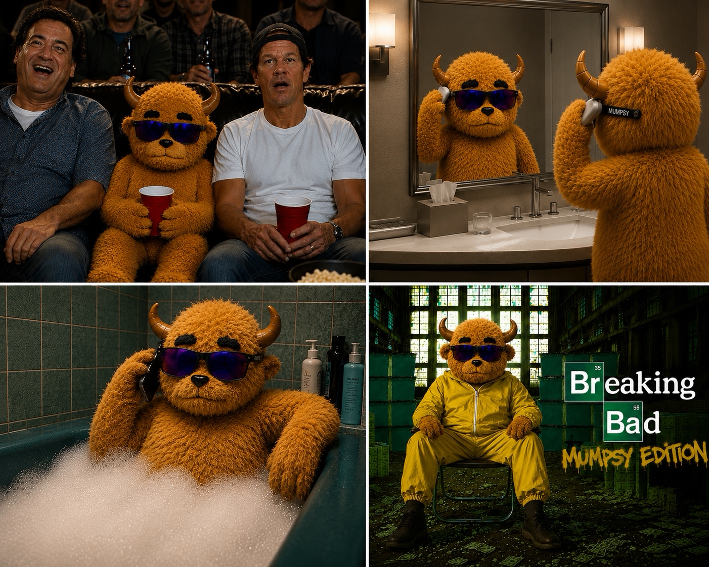 Mumpsy movie night, mirror, bath, Breaking Bad edition